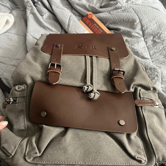 New Asher canvas and leather backpack - Picture 1 of 3